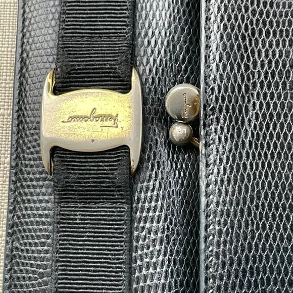 Salvatore Ferragamo Women Long Wallet Crocodile Leather Trifold Kisslock Italy - Picture 7 of 12